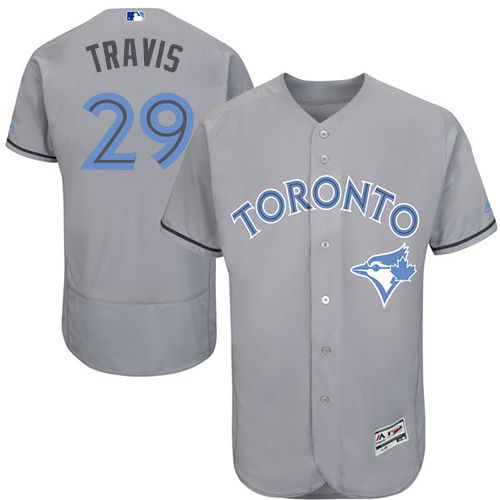 Blue Jays #29 Devon Travis Grey Flexbase Authentic Collection Father's Day Stitched MLB Jersey - Click Image to Close